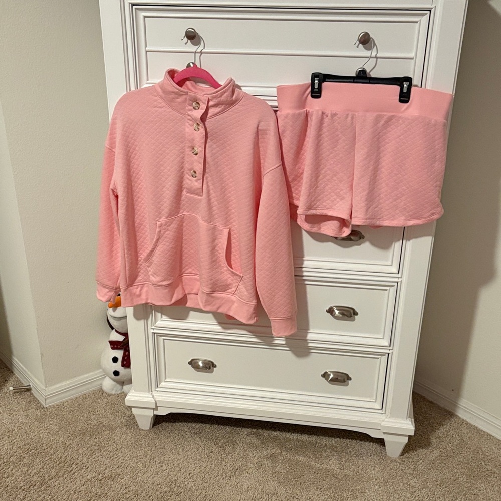 Serra Pink Quilted Apparel Set